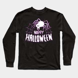 Happy Halloween Spider web green Long Sleeve T-Shirt